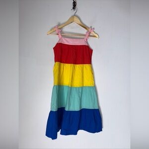 Hanna Andersson Dress Girl 10/140 cm Rainbow Stripe Sundress Tank Long Lined Bow